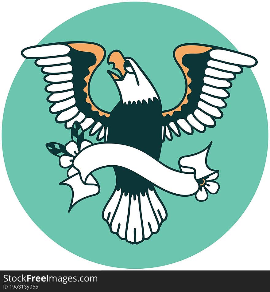 icon with banner of an american eagle