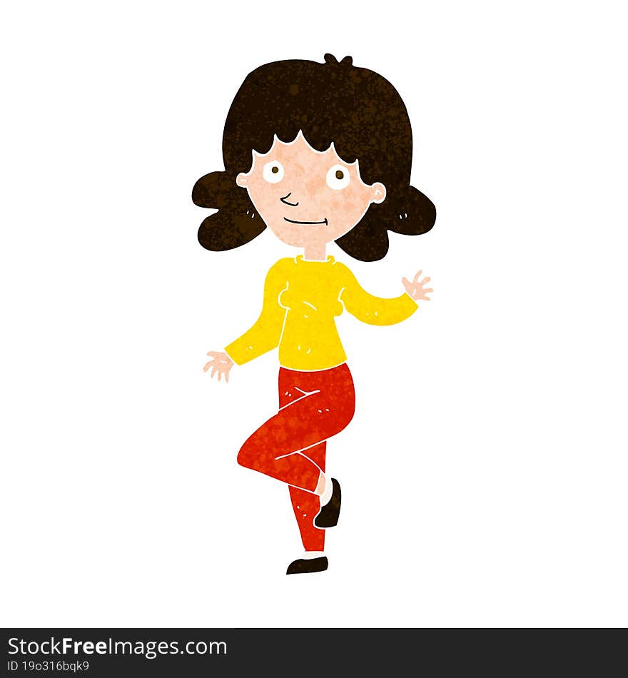 cartoon friendly woman waving