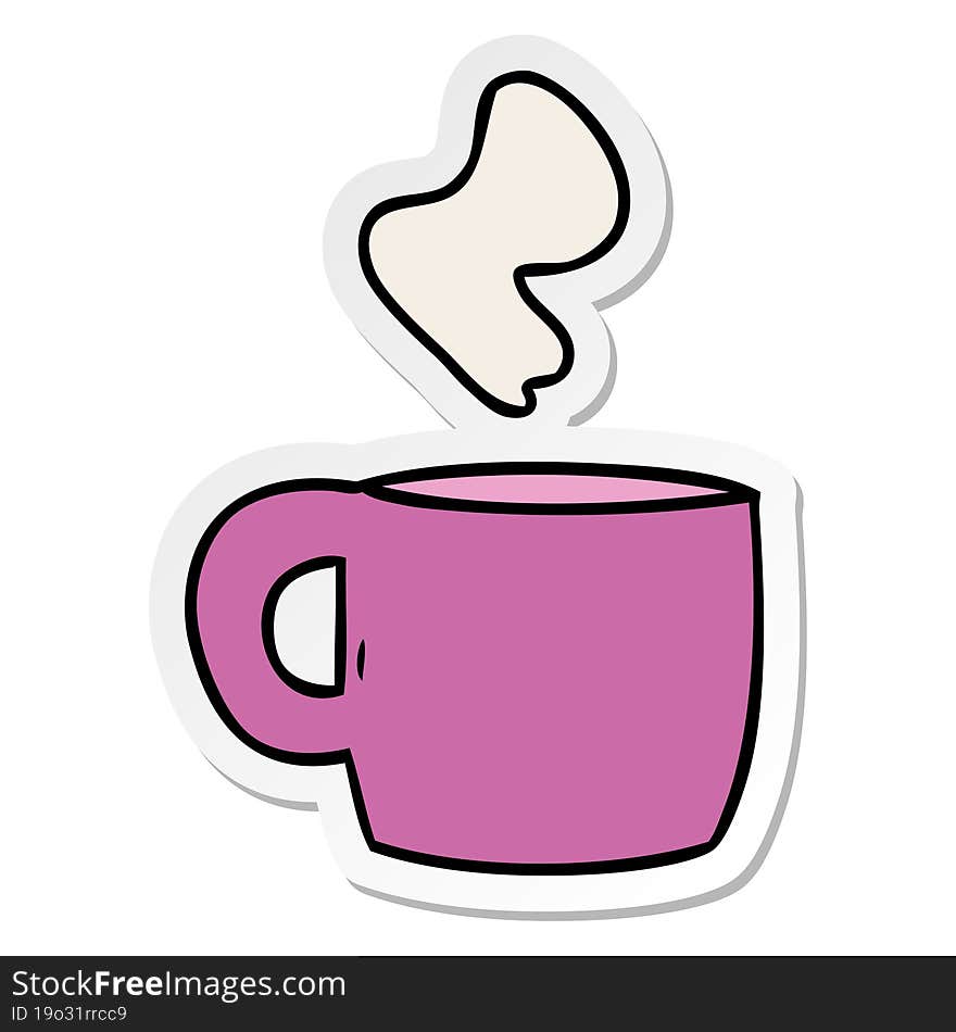 sticker cartoon doodle of a steaming hot drink