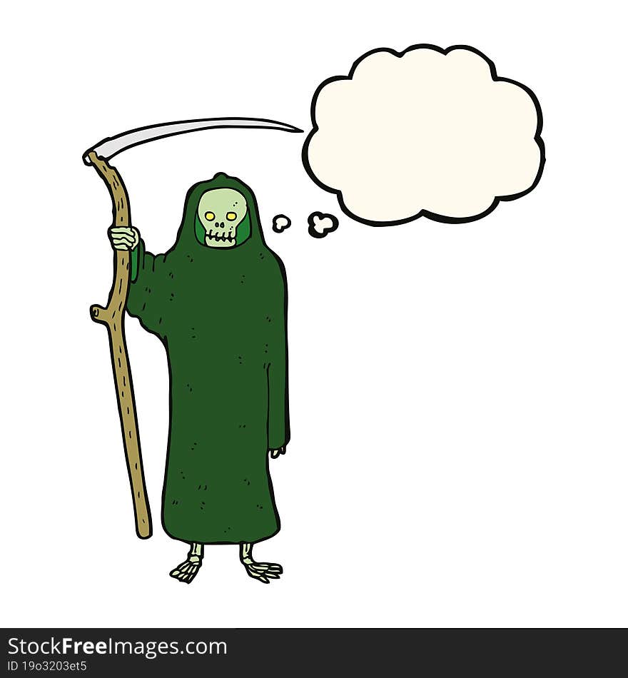 Death Cartoon With Thought Bubble