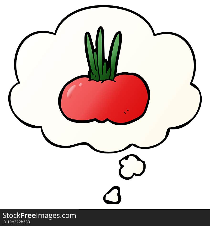 Cartoon Vegetable And Thought Bubble In Smooth Gradient Style