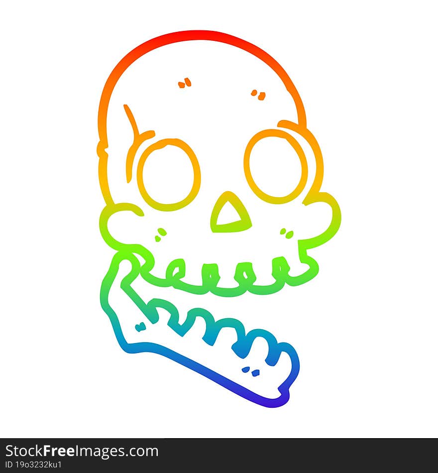 rainbow gradient line drawing cartoon happy skull