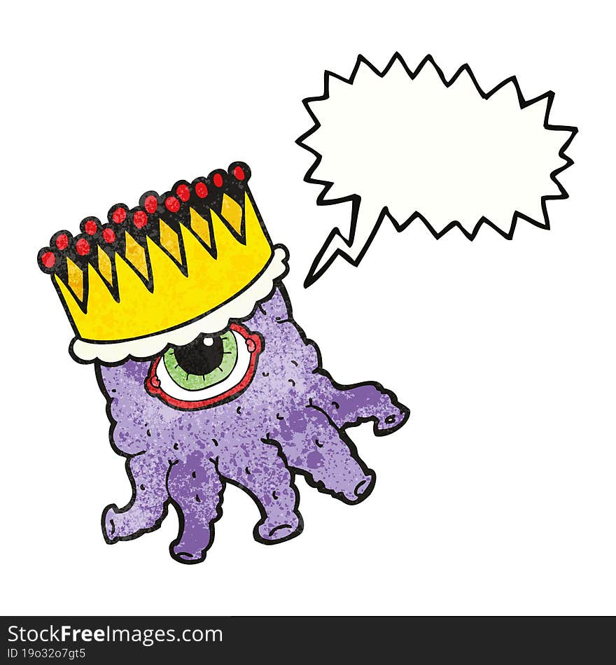 freehand drawn texture speech bubble cartoon king alien. freehand drawn texture speech bubble cartoon king alien