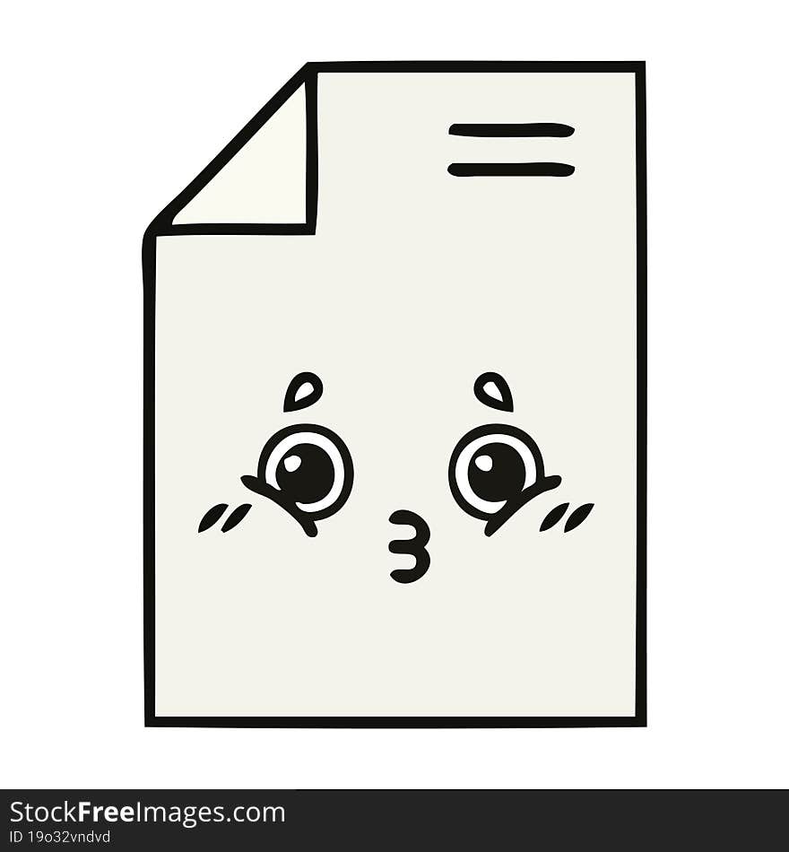 cute cartoon of a sheet of paper. cute cartoon of a sheet of paper