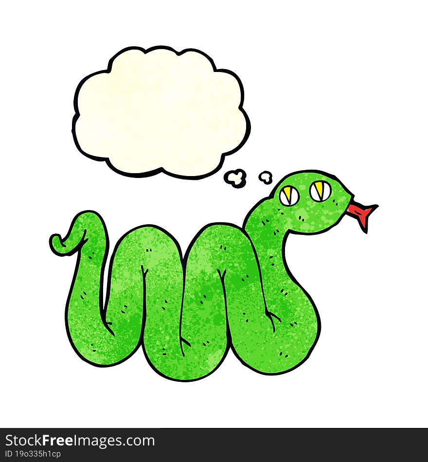 Funny Cartoon Snake With Thought Bubble