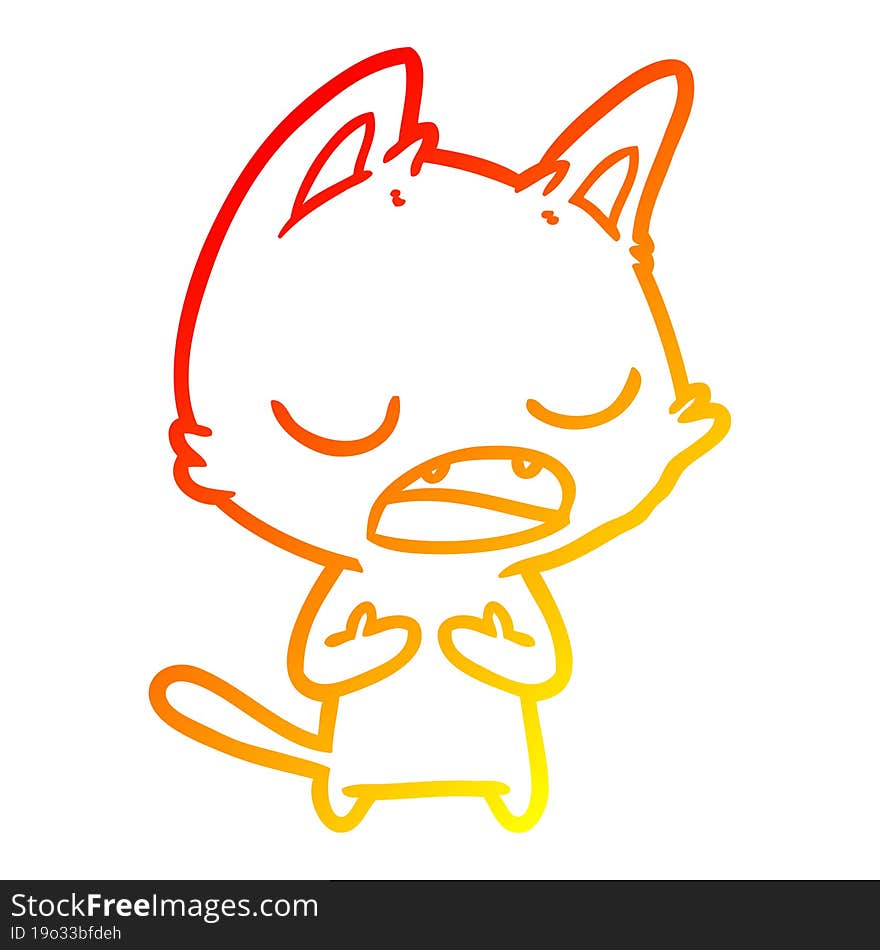 warm gradient line drawing talking cat cartoon