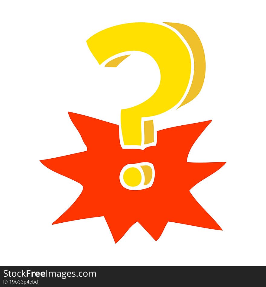 flat color illustration cartoon question mark