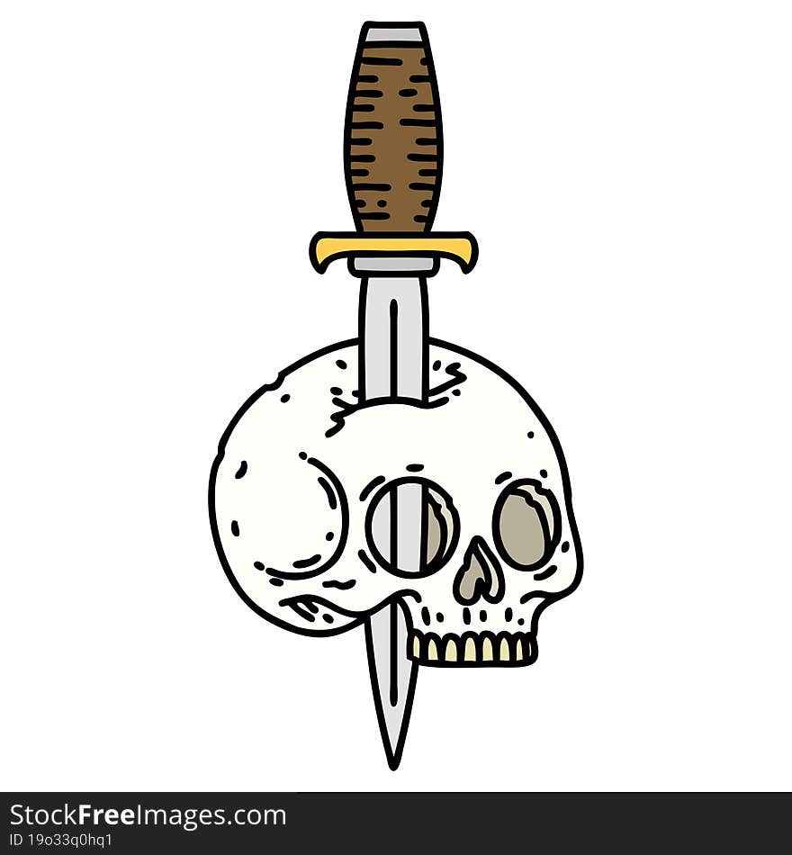 traditional tattoo of a skull and dagger