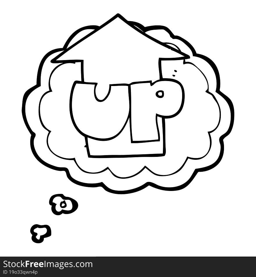 freehand drawn thought bubble cartoon up symbol