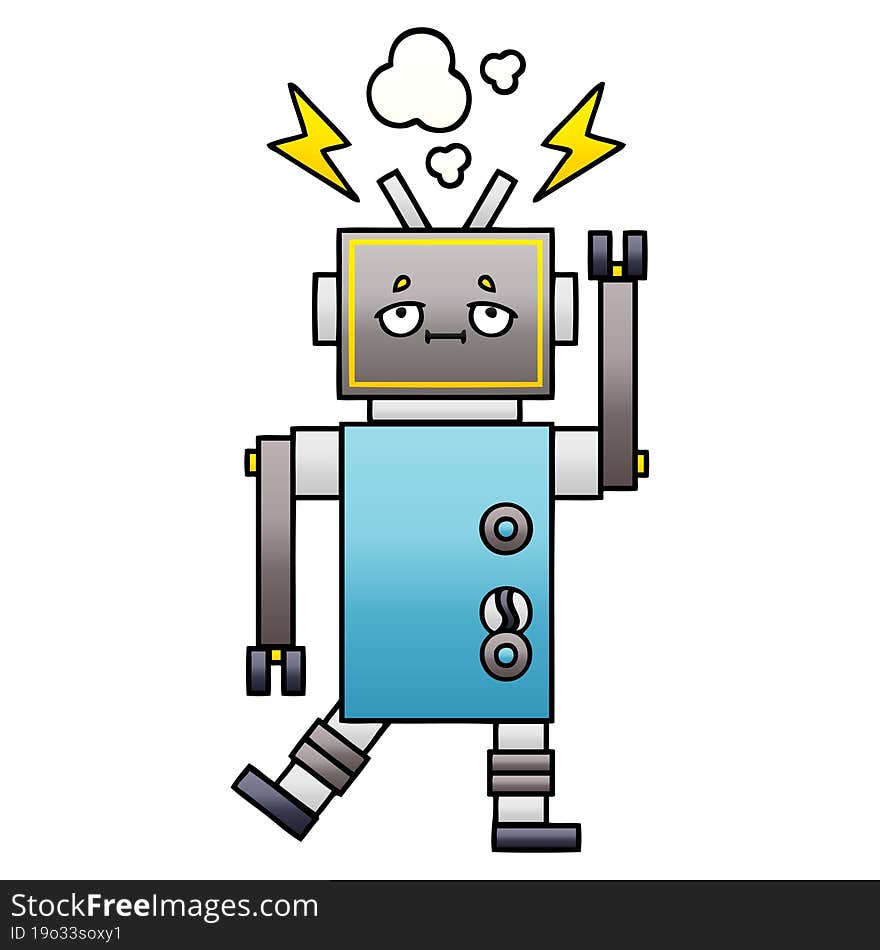 gradient shaded cartoon malfunctioning robot