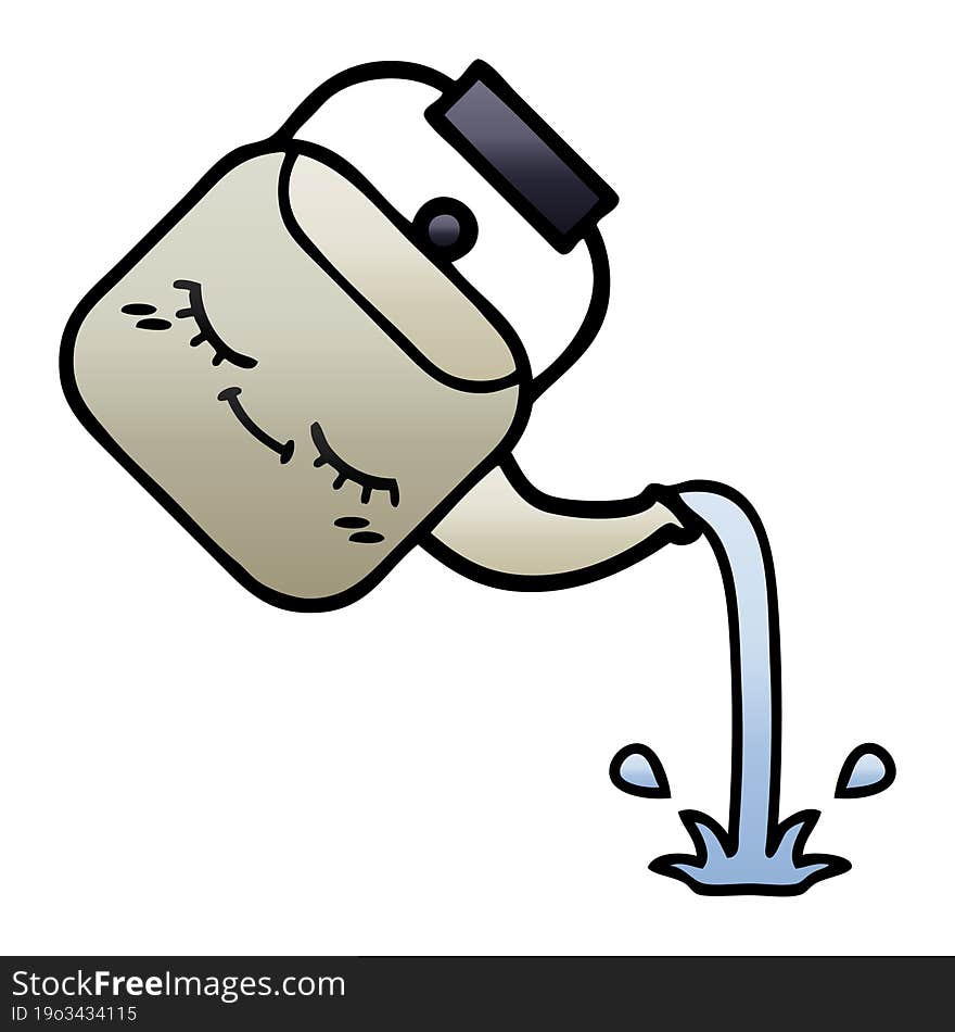 gradient shaded cartoon pouring kettle