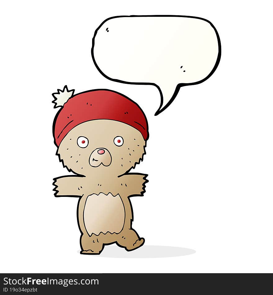 cartoon funny teddy bear with speech bubble