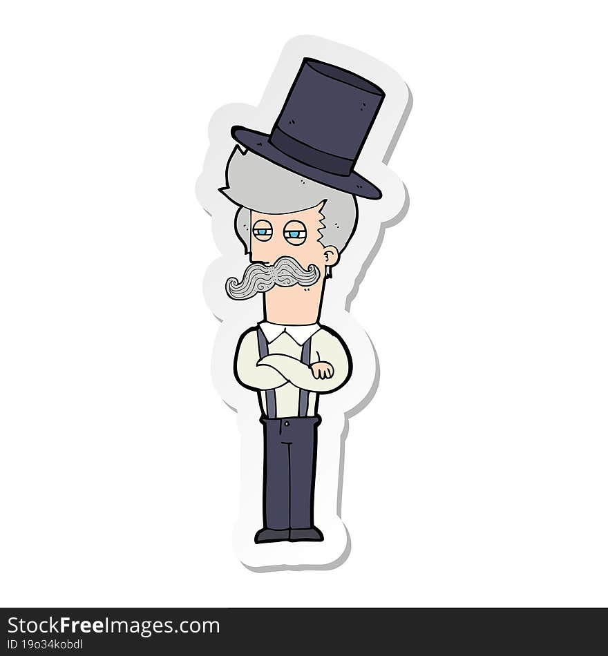 sticker of a cartoon man wearing top hat