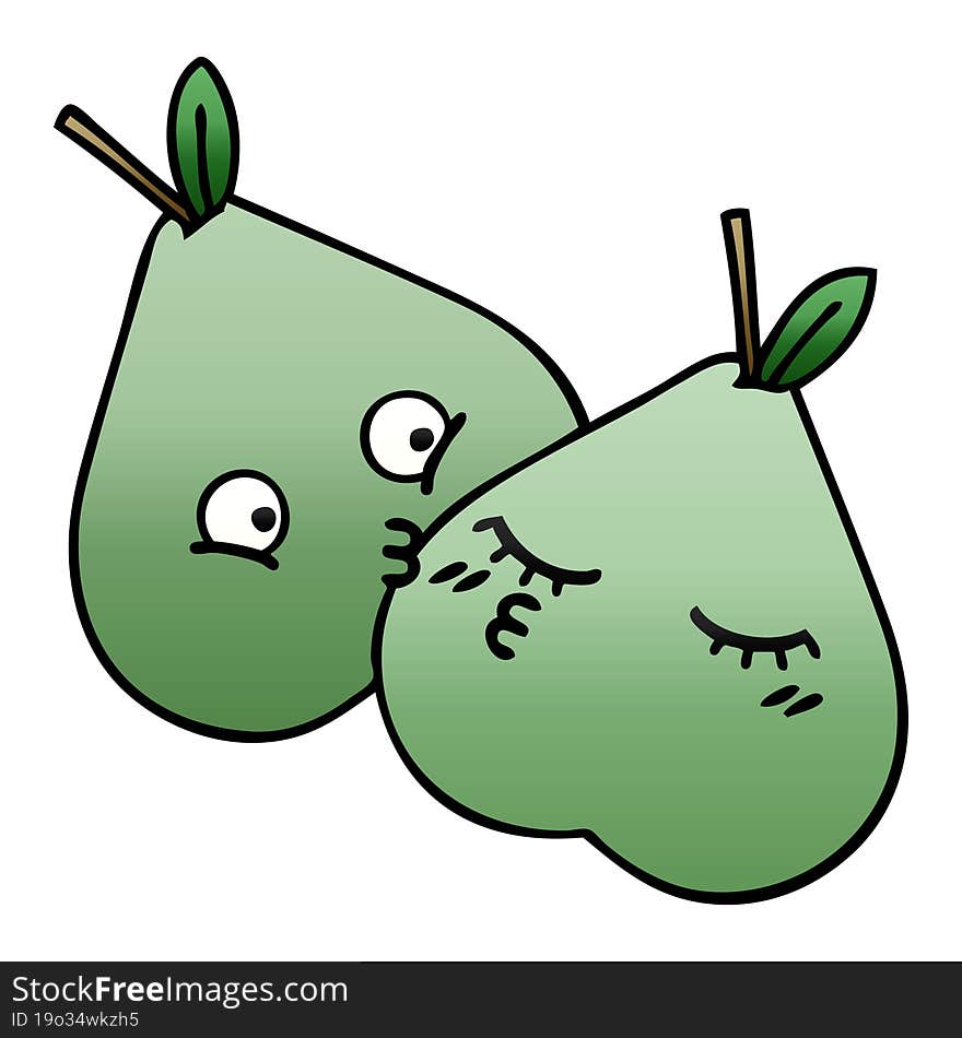 gradient shaded cartoon of a green pear