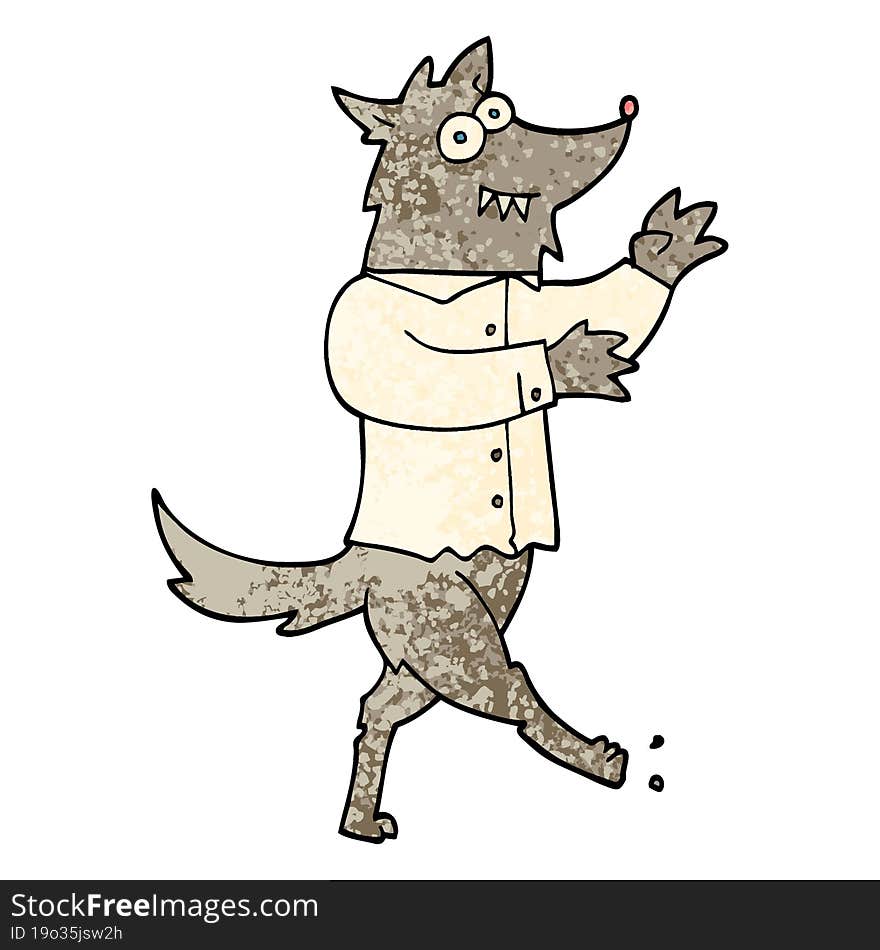 grunge textured illustration cartoon werewolf