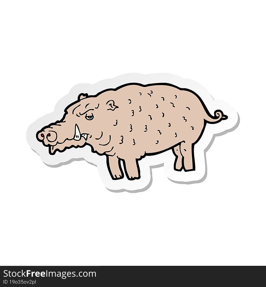 Sticker Of A Cartoon Hog