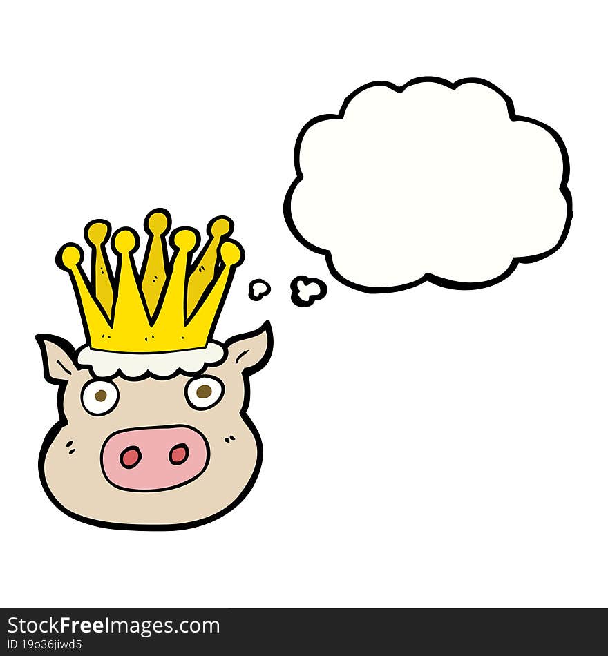 thought bubble cartoon crowned pig