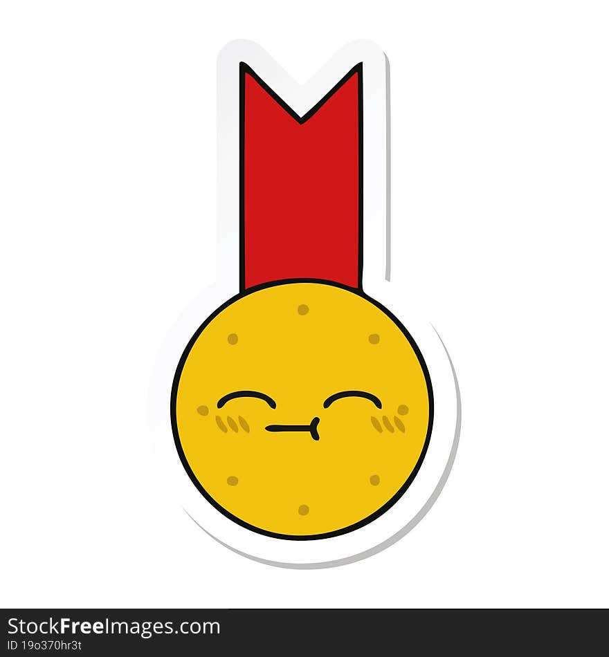 Sticker Of A Cute Cartoon Gold Medal