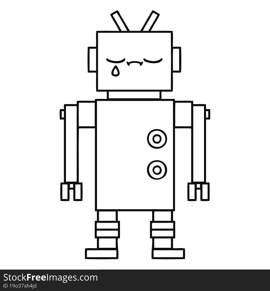 Line Drawing Cartoon Robot