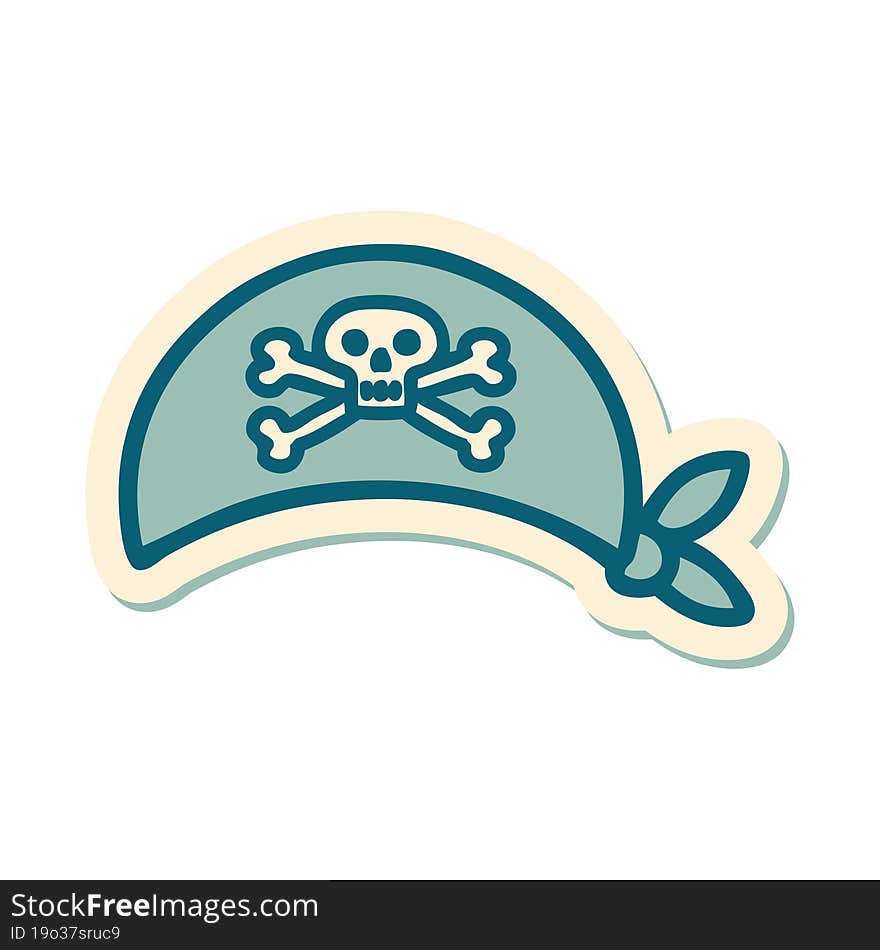 tattoo style sticker of a pirate head scarf