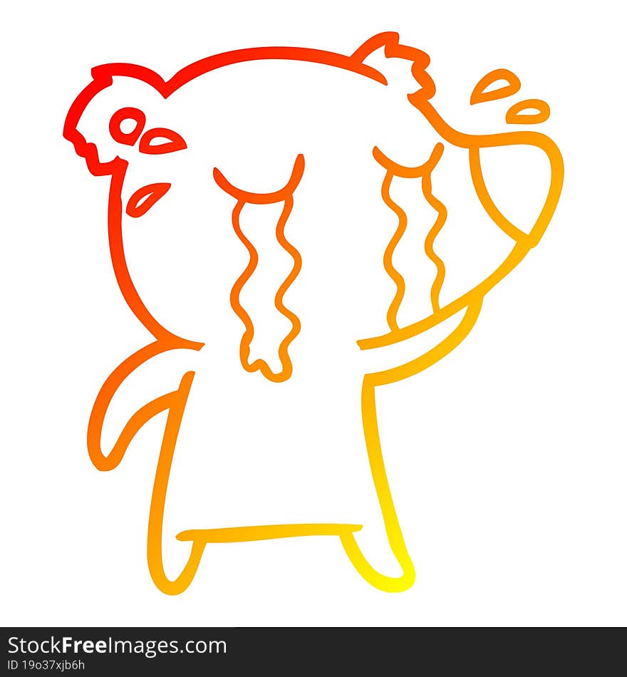 warm gradient line drawing cartoon crying bear