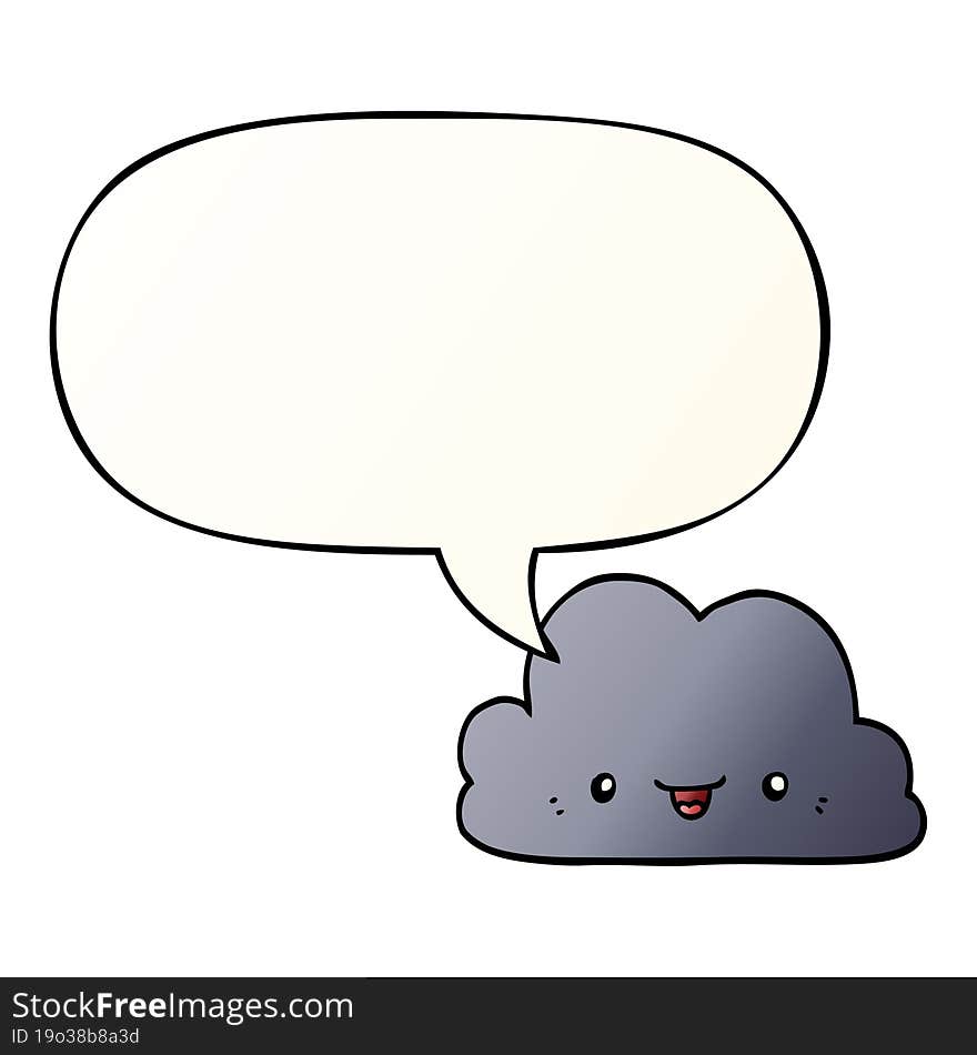 cute cartoon cloud and speech bubble in smooth gradient style