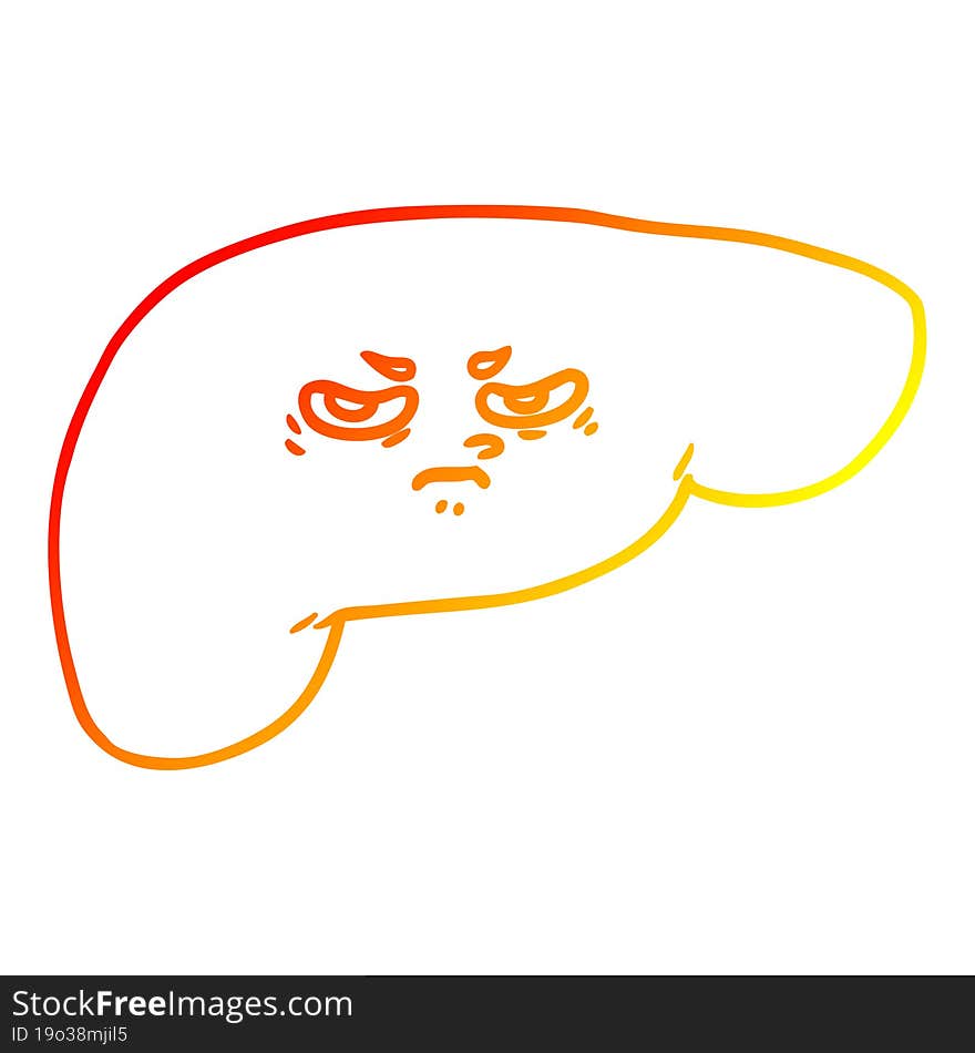 Warm Gradient Line Drawing Cartoon Liver