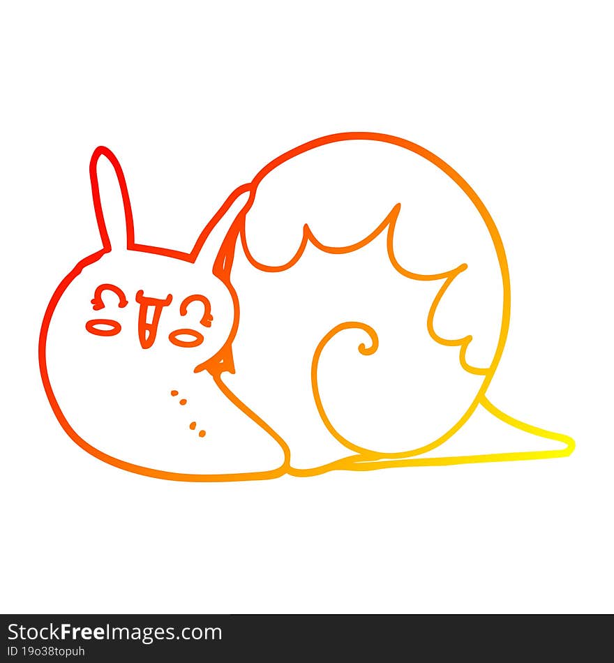 Warm Gradient Line Drawing Cute Cartoon Snail