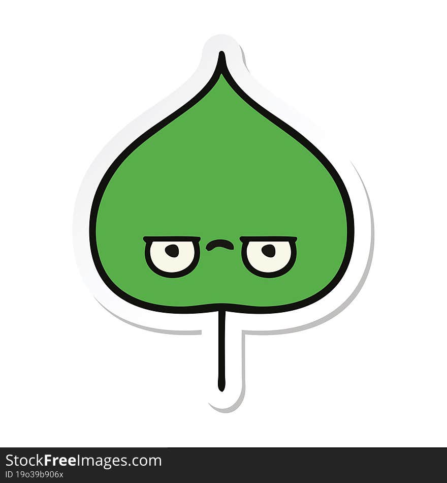 sticker of a cute cartoon expressional leaf