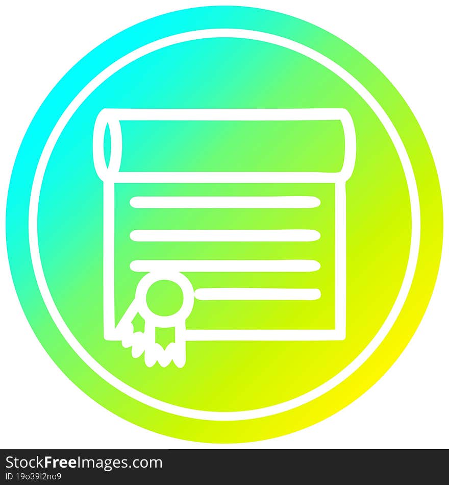 diploma certificate circular in cold gradient spectrum