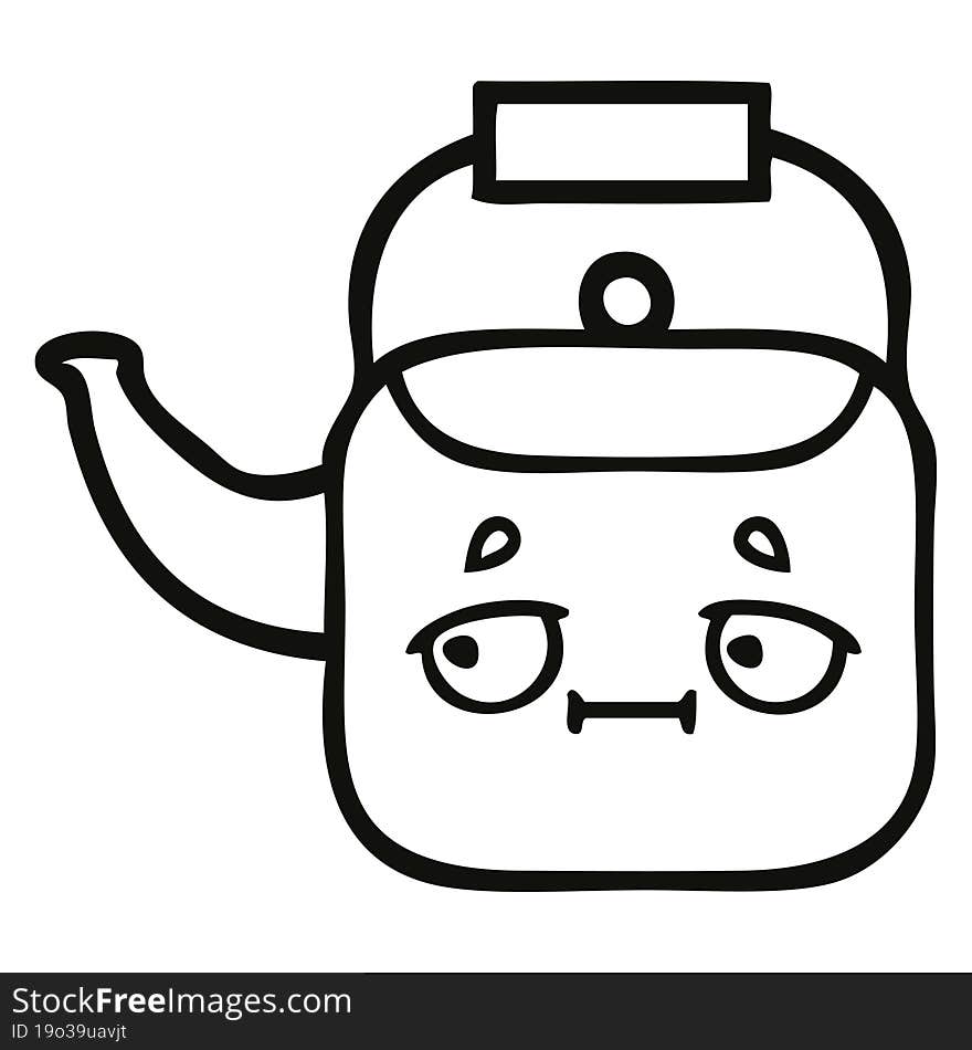 Line Drawing Cartoon Kettle