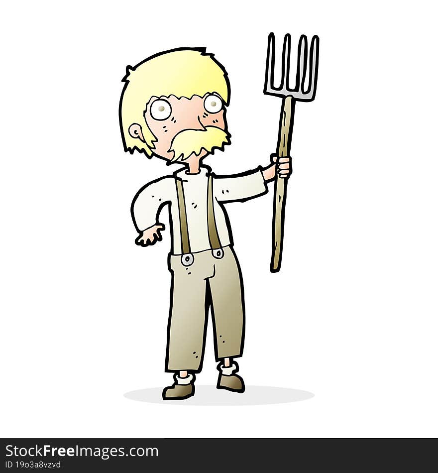 cartoon farmer with pitchfork