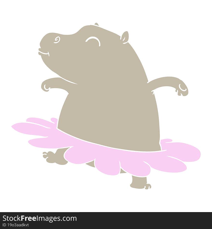 Flat Color Style Cartoon Hippo Ballerina