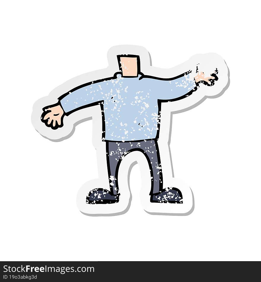 retro distressed sticker of a cartoon body waving arms