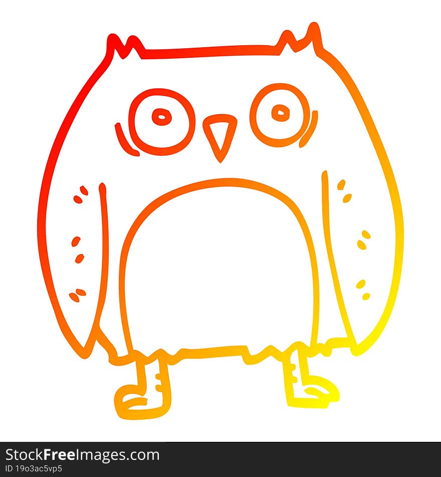 warm gradient line drawing funny cartoon owl