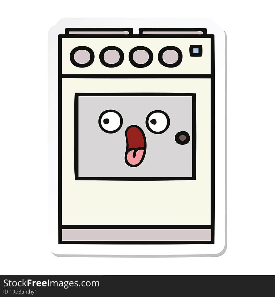 Sticker Of A Cute Cartoon Kitchen Oven