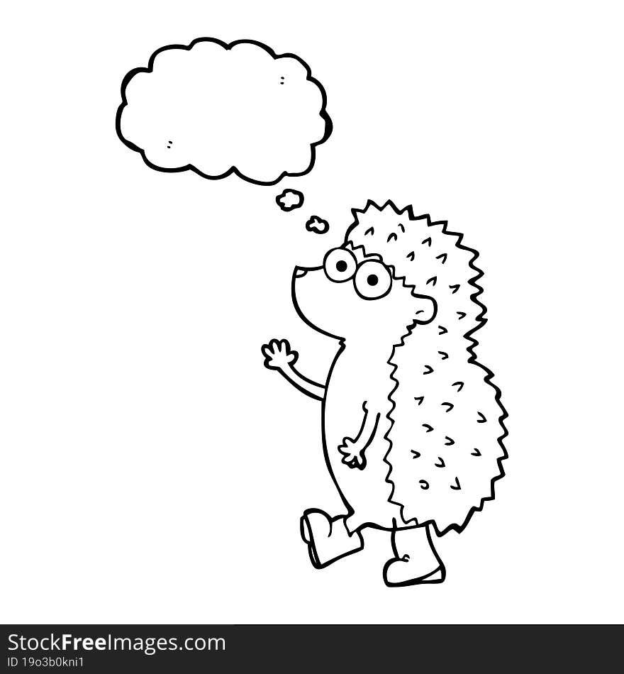 cute thought bubble cartoon hedgehog