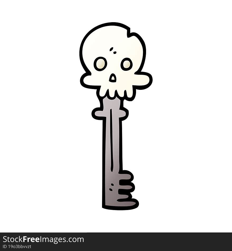 Cartoon Doodle Spooky Skull Key