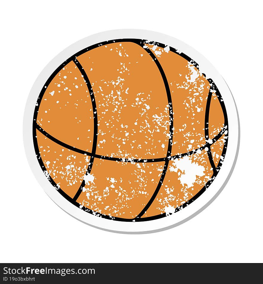 distressed sticker of a cute cartoon basket ball