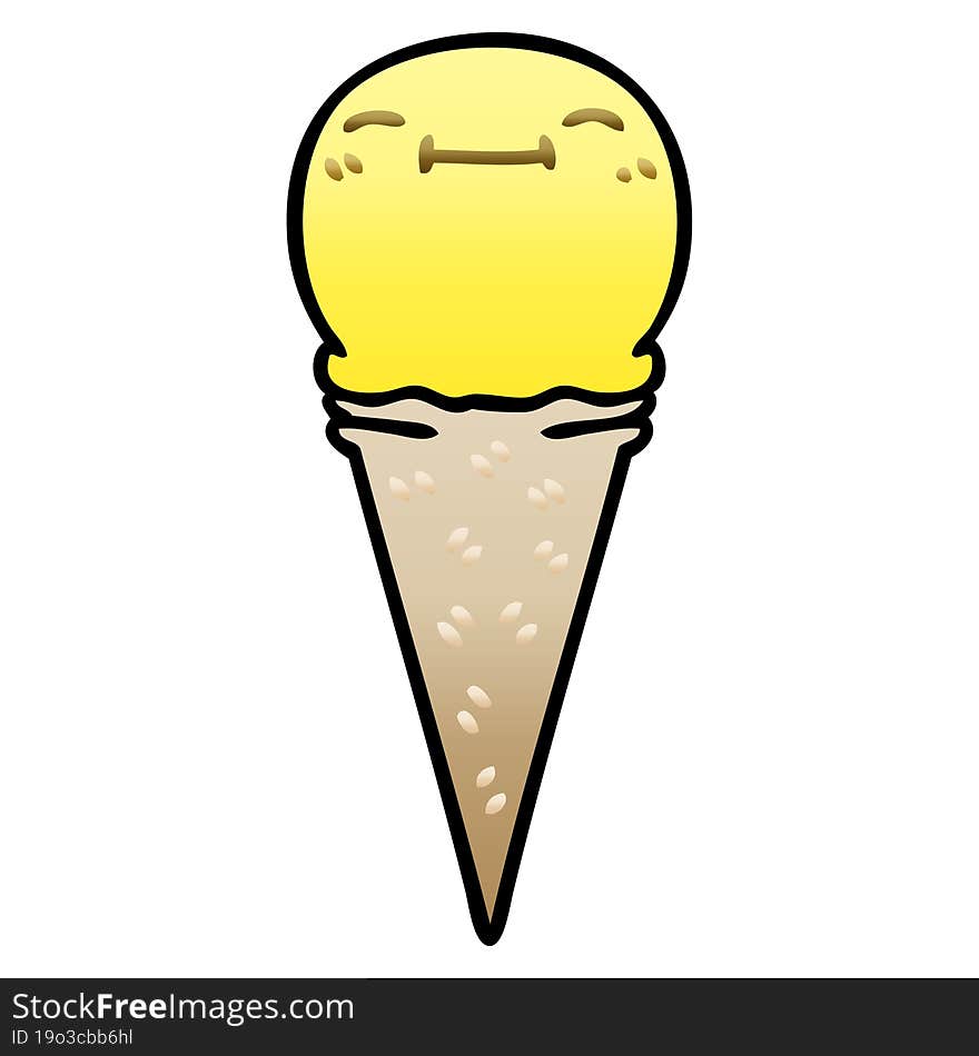 quirky gradient shaded cartoon happy ice cream