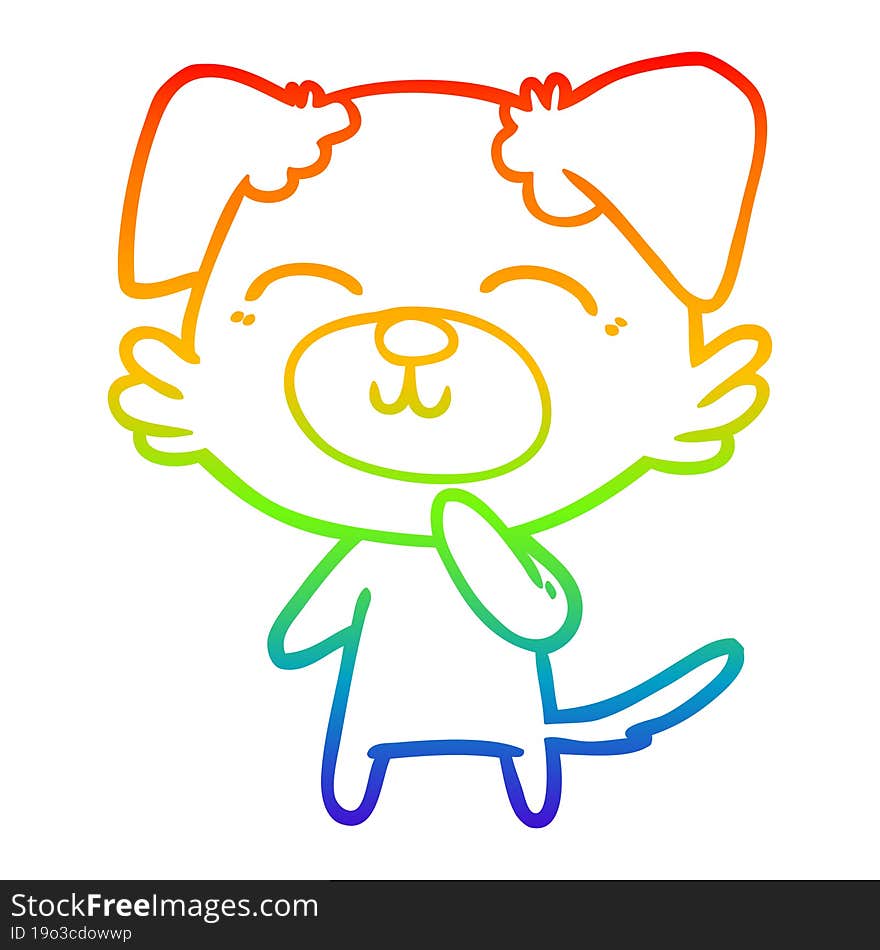 Rainbow Gradient Line Drawing Cartoon Dog Thinking