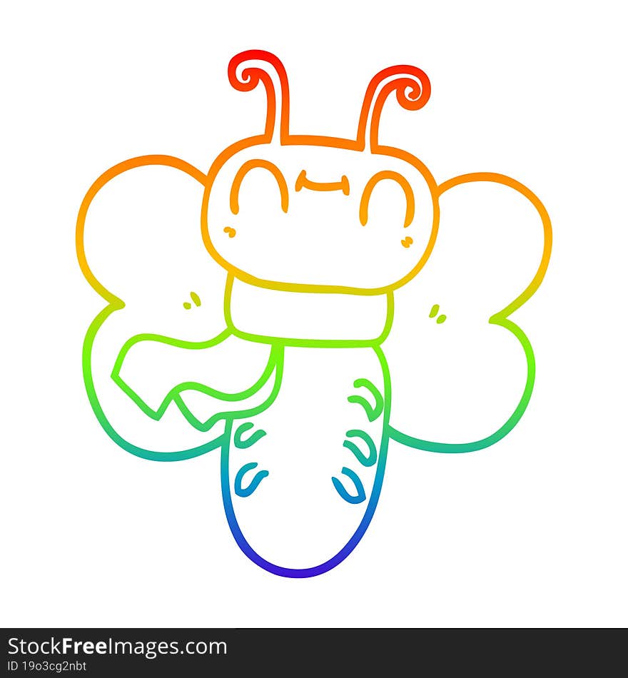 rainbow gradient line drawing funny cartoon butterfly