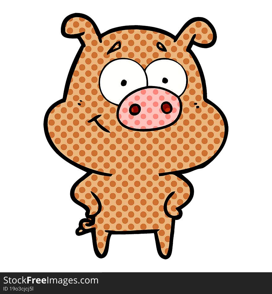 happy cartoon pig. happy cartoon pig