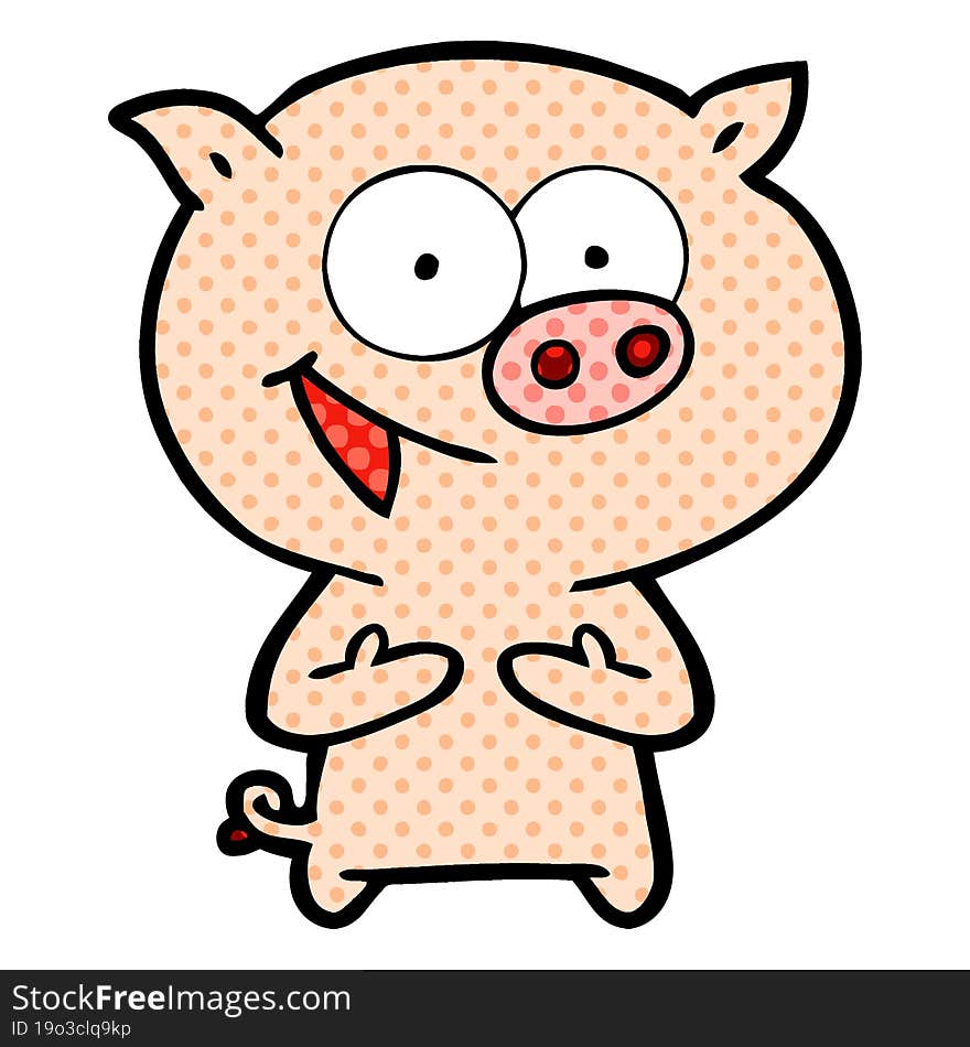 cheerful pig cartoon. cheerful pig cartoon