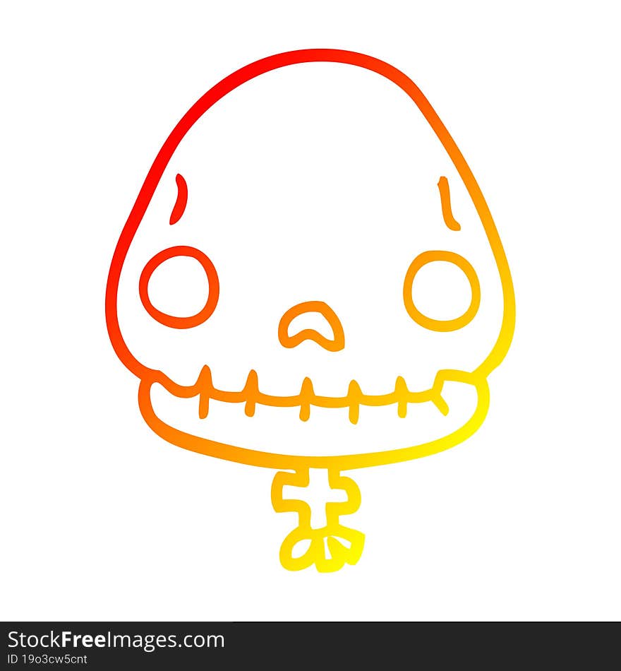 warm gradient line drawing cartoon halloween skull