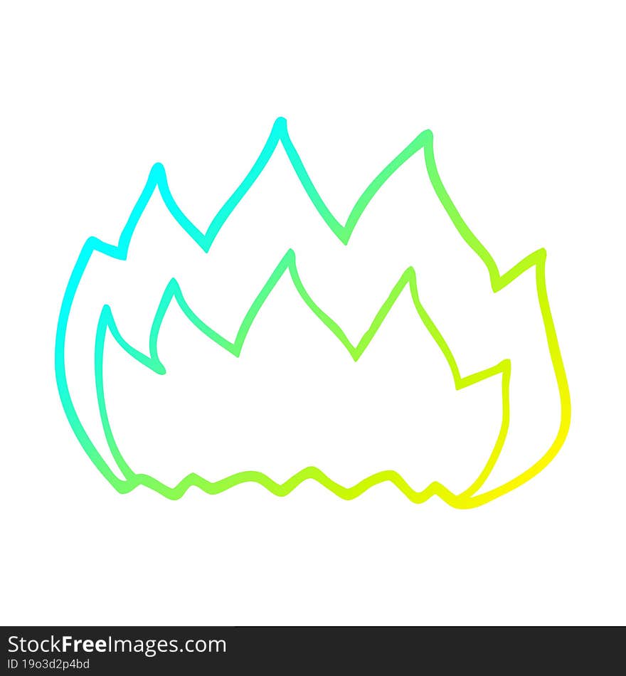 cold gradient line drawing cartoon gas flame