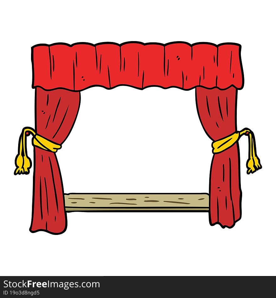 cartoon curtains opening onto stage. cartoon curtains opening onto stage