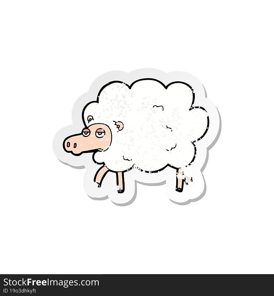 retro distressed sticker of a cartoon sheep