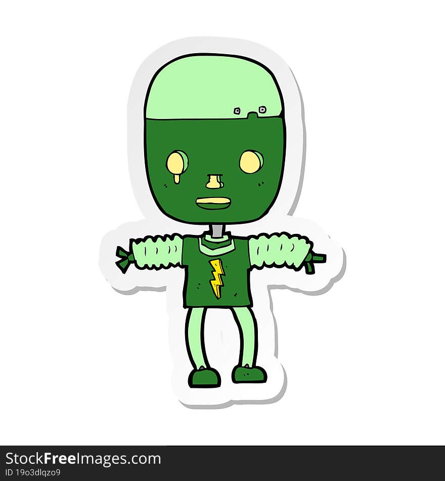 Sticker Of A Cartoon Robot