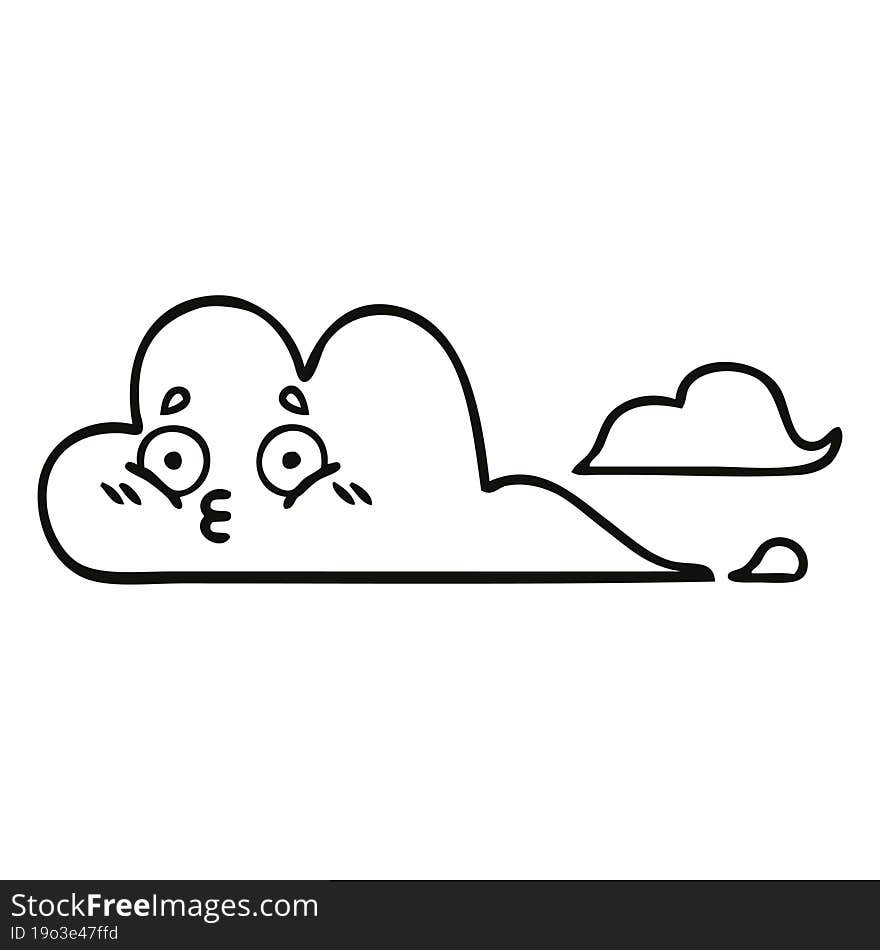 line drawing cartoon white cloud